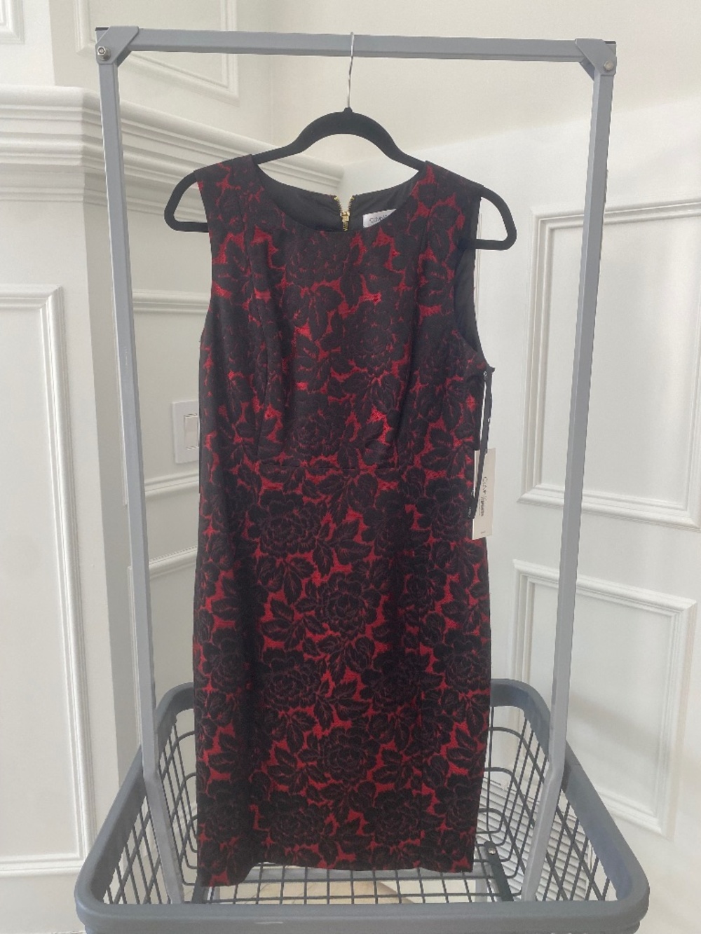 Calvin Klein Formal Red & Black Floral Dress - Size 10